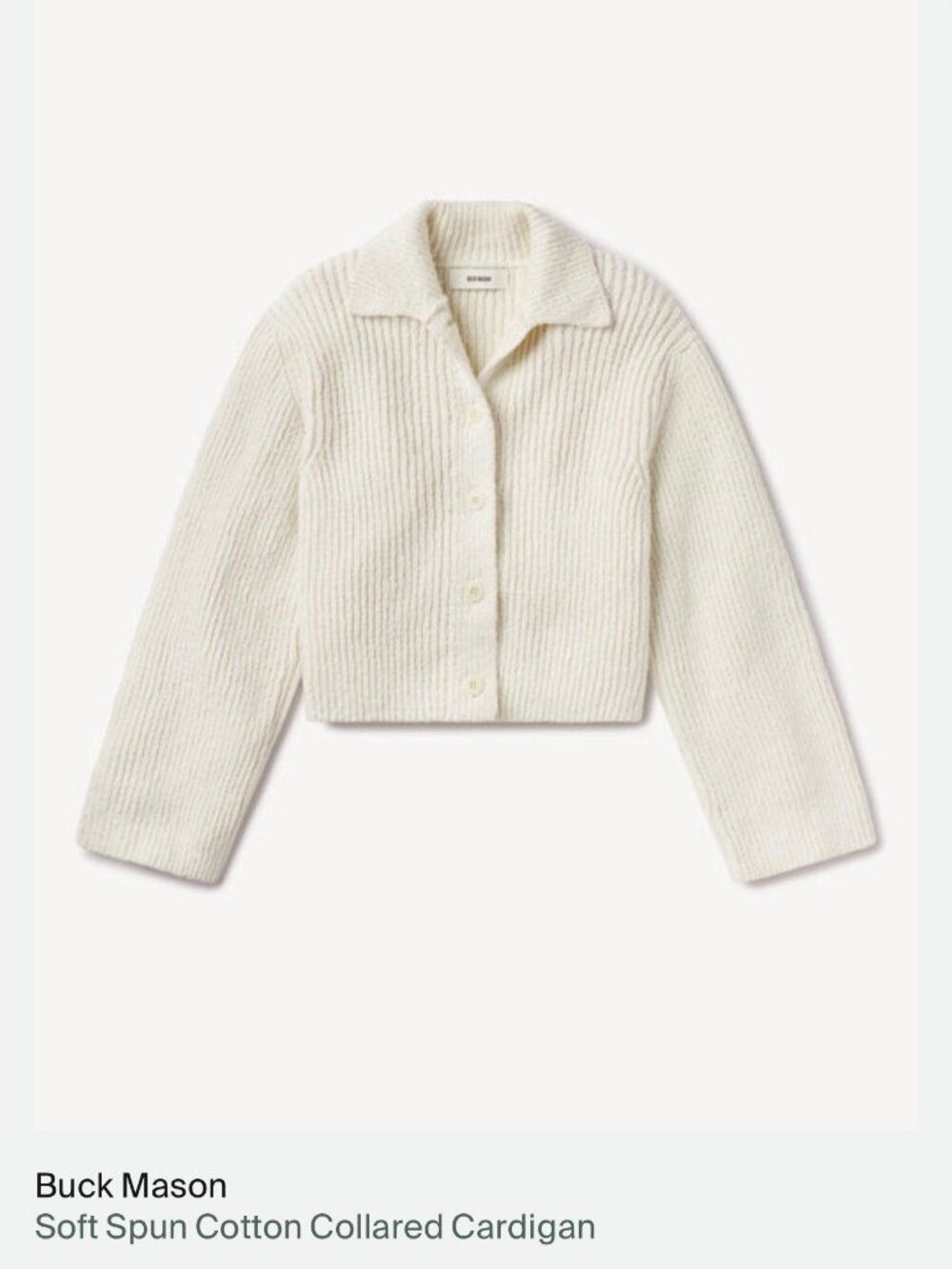 Buck Mason Soft Spun Cotton Collared Cardigan Natural XS